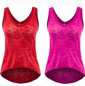 2 PACK* red pink loose flowy burnout tank top tee